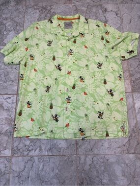 Disney Tommy Bahama Mickey Minnie Vacation Woven Hawaiian Camp Shirt LARGE